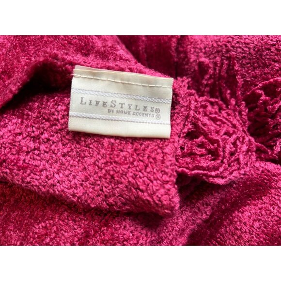 Maroon / Burgundy red Life Styles Plush Chenille Throw Blanket 50x60 - Picture 8 of 16